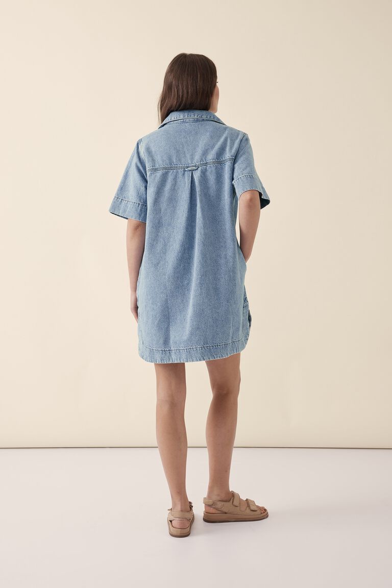 boxy shirt dress - vintage blue denim
