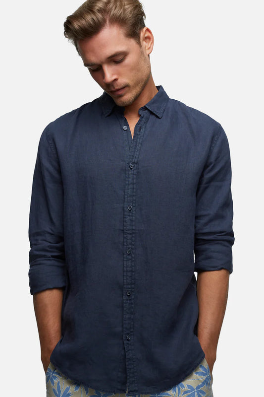 the tennyson linen shirt | od navy