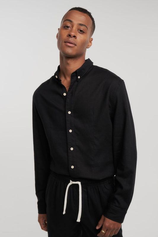 linen shirt - black